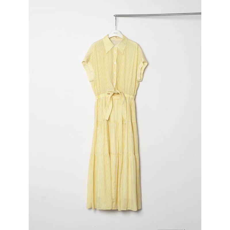 PRASE Romantic Coast Plus-Size Tencel Linen Striped Dress XXL