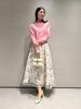 Layered Flower Print Skirt CWFS251054OWHT38