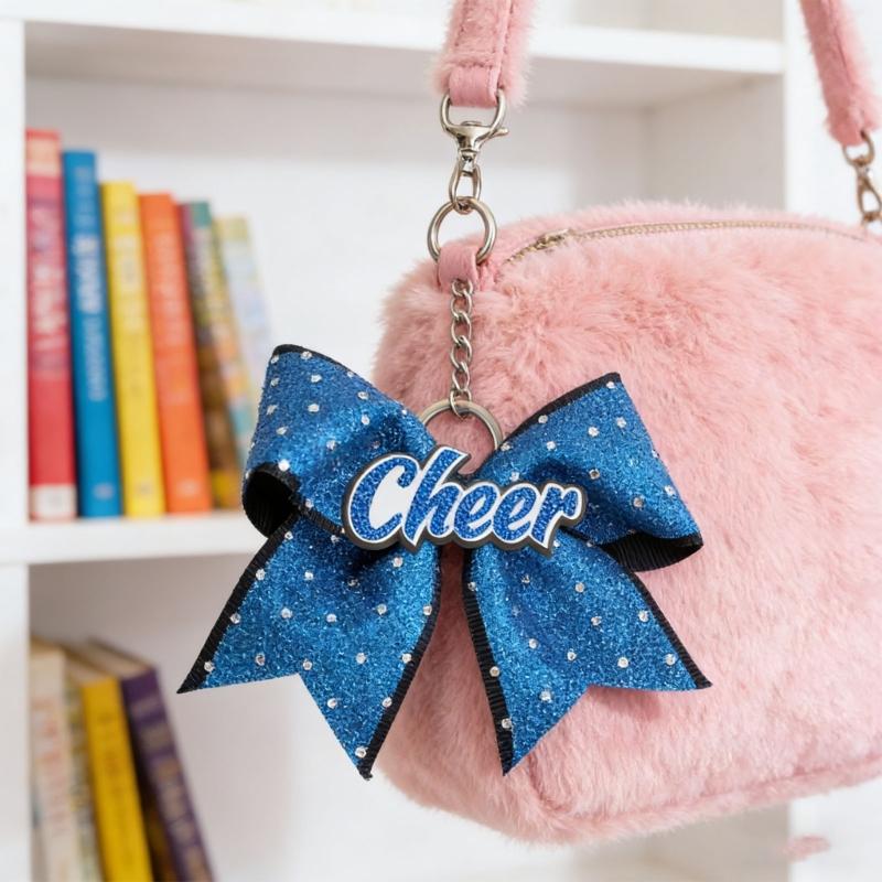 Versatile Glittering Bowknot Keychain Decorative Accessory for Purses Wallets Cheerleader Inspired Key Holder