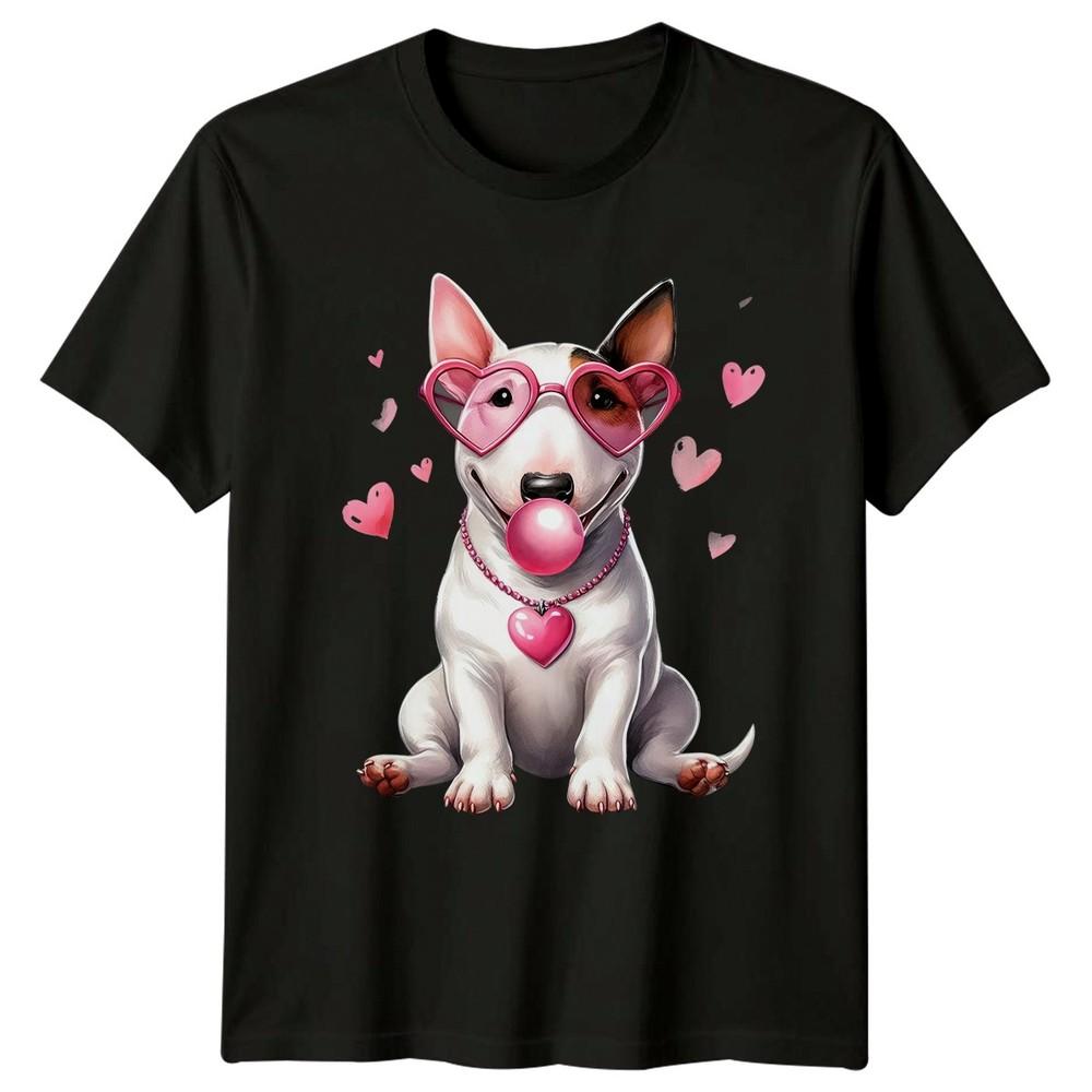 Bull Terrier Dog Valentine Heart Glasses Unisexs Unisexs Graphic Tee