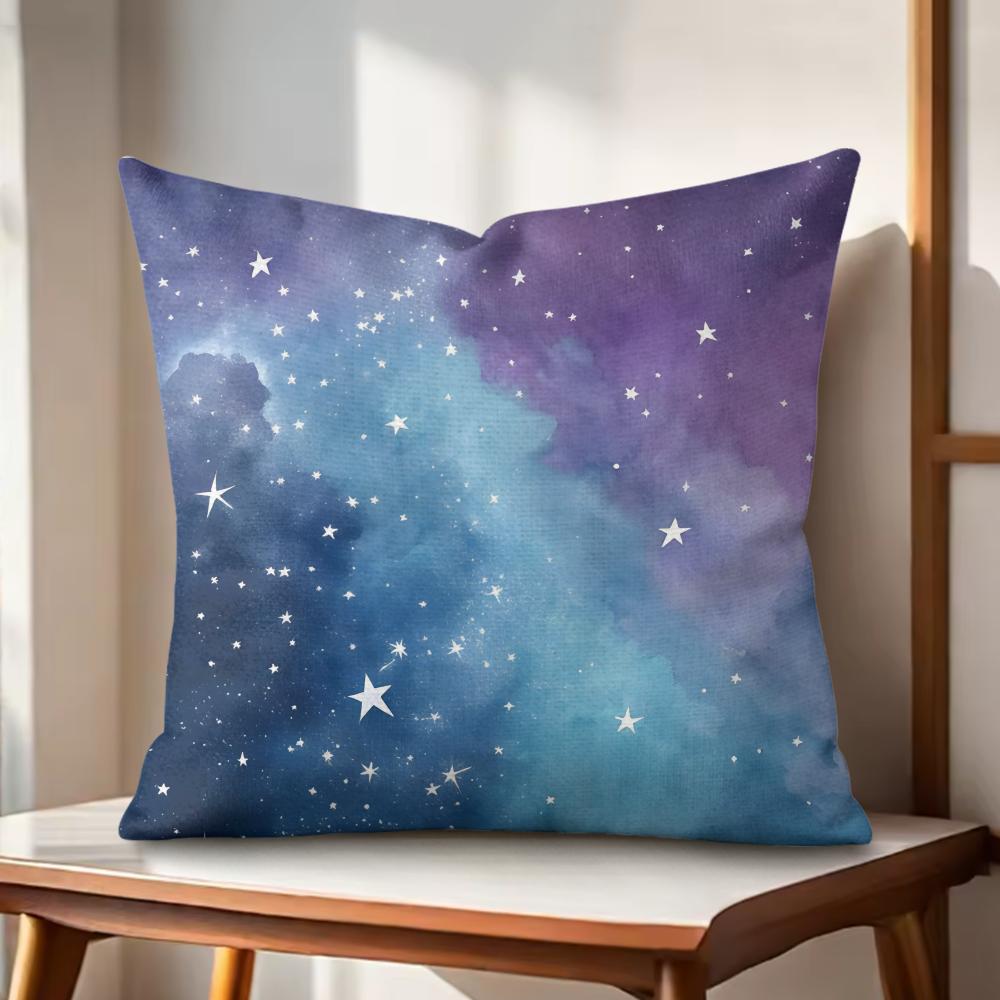 Starry Sky Cushion Cover Natural Linen Organic Fabric DoubleSided Printing Couch Pillow Covers Home Decor Gift