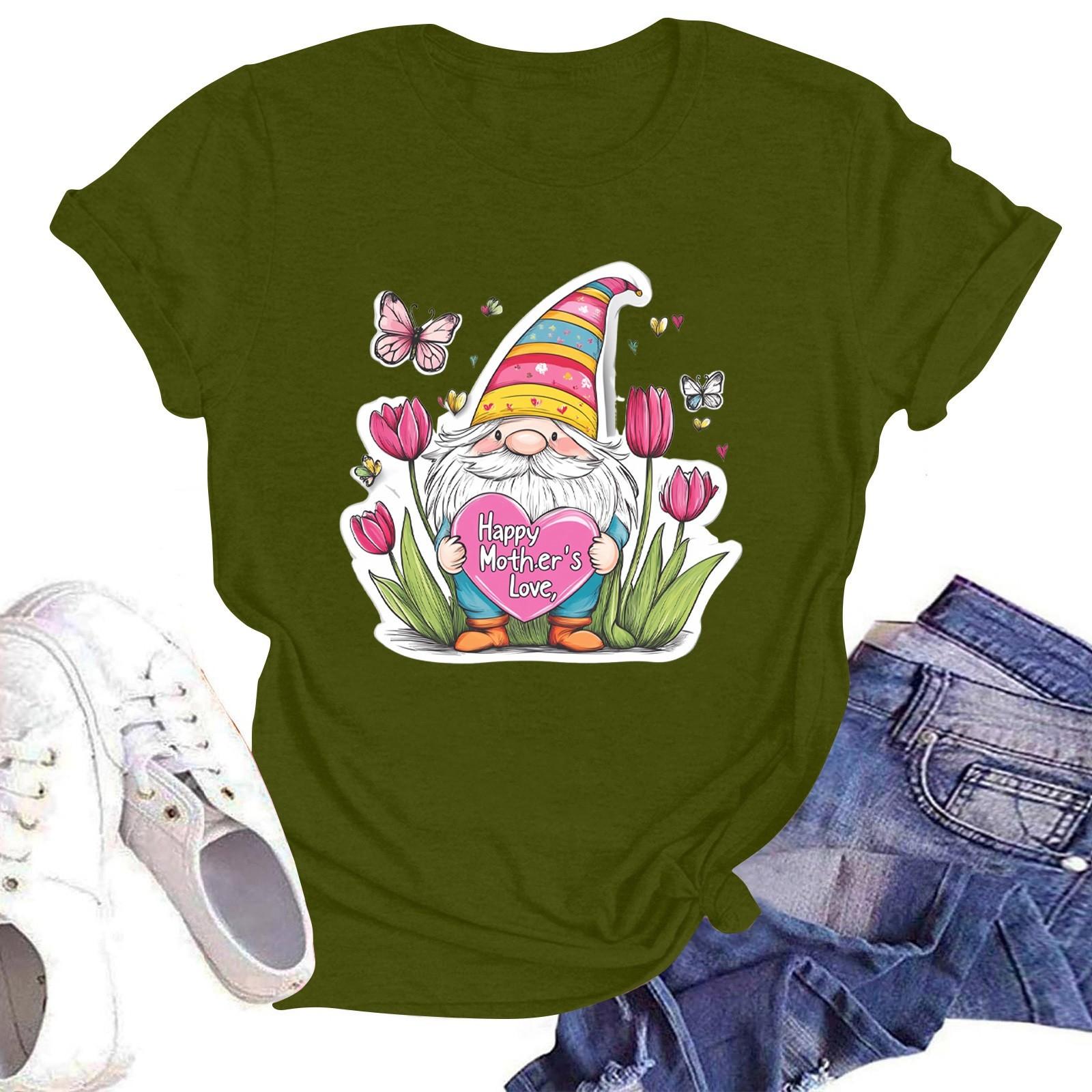 

Женская повседневная футболка с круглым вырезом и короткими рукавами с принтом L армия зеленый