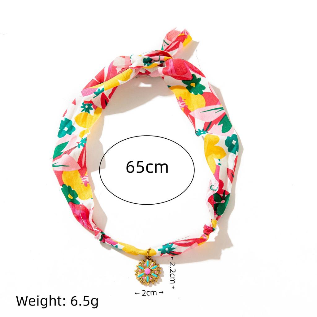 Stylish Silk Scarf Pendant Necklace - Colorful Cross Bow Design in Stainless Steel