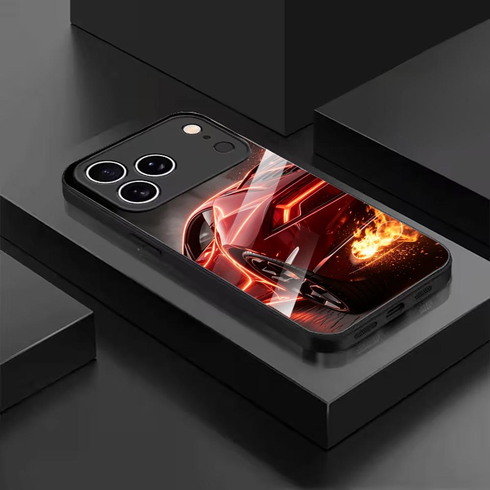 Red super sports car phone case for iPhone case for iphone 17 pro max Transparency for iPhone 17 16 15 14 13 12pm Pro Plus