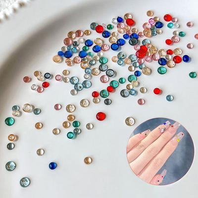 100Pcs Sparkle Flat Back Round Diamonds Mixed Color Resin Nail Art  Decorations Manicure Ornaments
