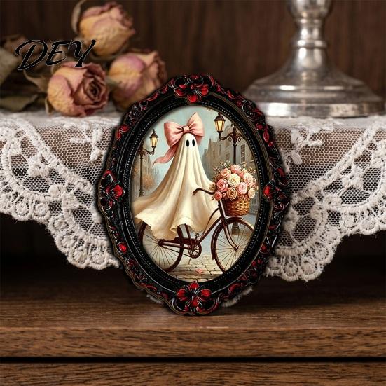 Halloween Collectible Magnets Dark Style Refrigerator Magnet, Retro Gothic Oval Photo Party Supplies Frame Decorative Magnetic Sticker for Metal