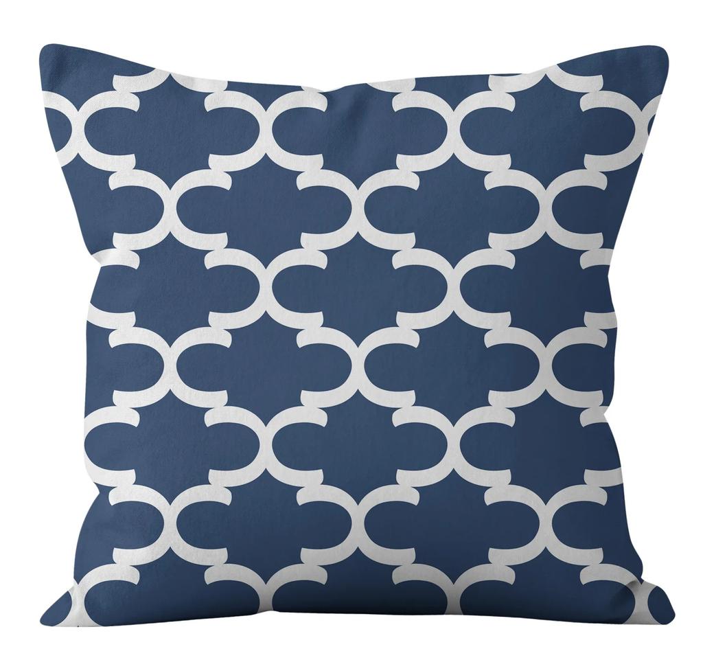 Simple Blue Printed Pillowcase Car Ornaments Office Living Room Home Pillowcase