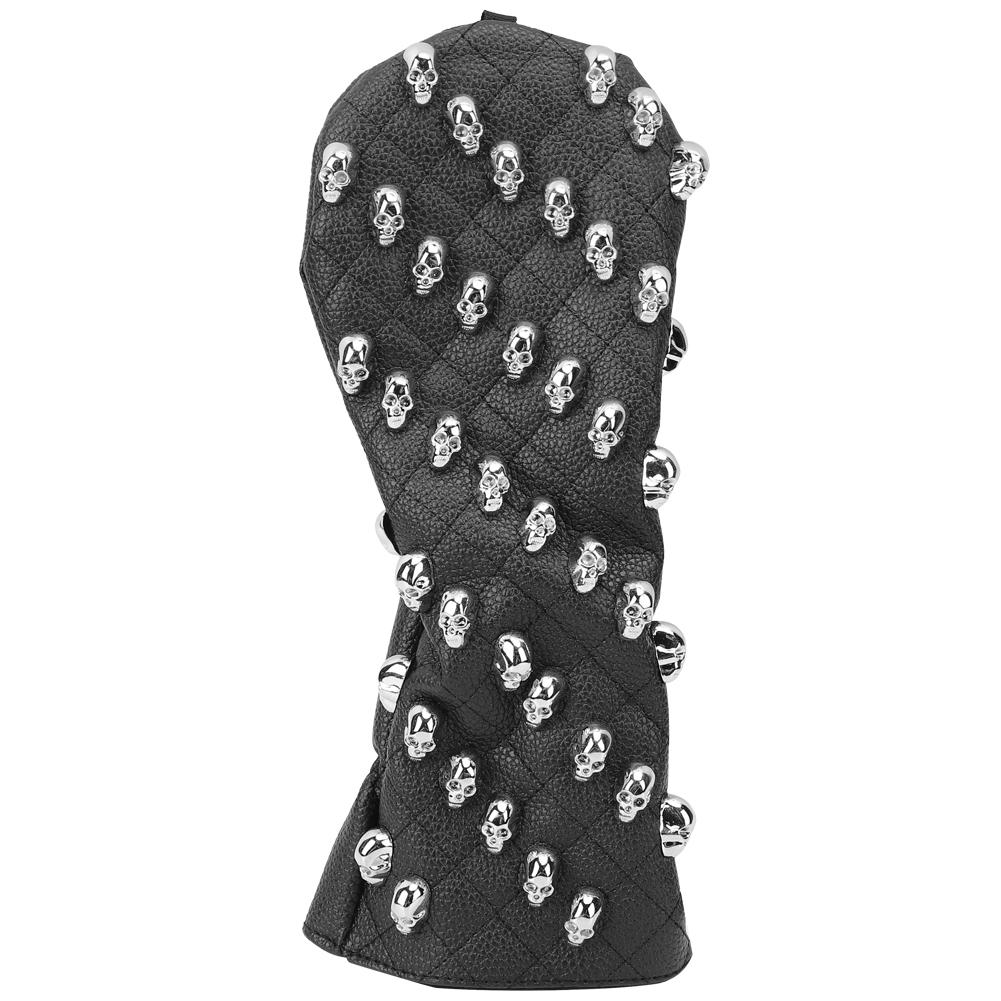 

Golf PU Skull Wooden Club Head Protector Cover Headcover Protector Accessory Blackmiddle size