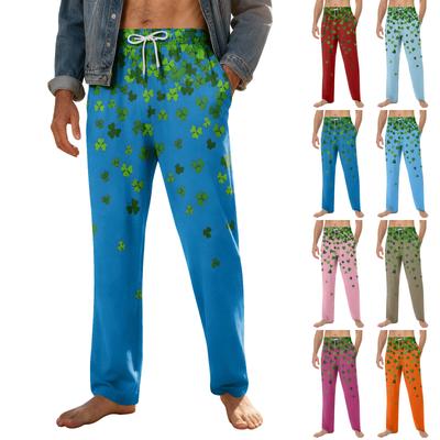 Pantaloni de pijama moale pentru bărbați, cu șnur, cu buzunare, pantaloni sport casual
