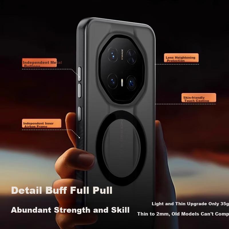 Magnetic Slim Case for Huawei Mate 70 RS Porsche Phone, Full Protection, Airbag Shockproof, IML Heat Dissipation, Simple Elegant, Transparent Black