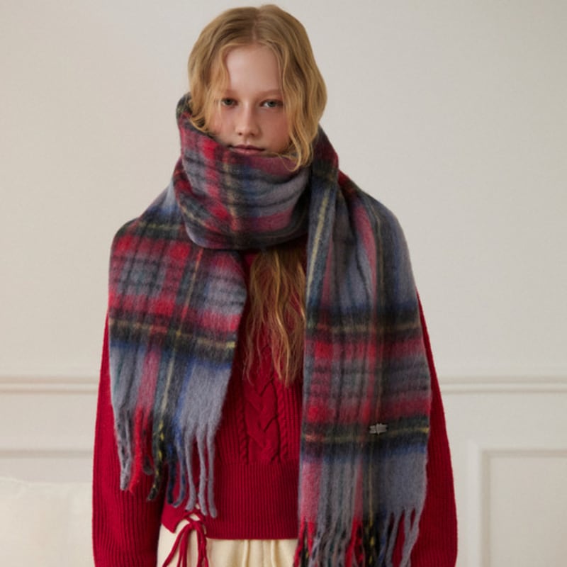 

EGOIST [BLUE LABEL] Wool Blend Wide Check Muffler ER4OAM01 RED FF