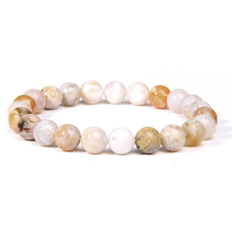 8Mm Natural Stone Bead Bracelet Men's Turquoise Elastic Bracelet.