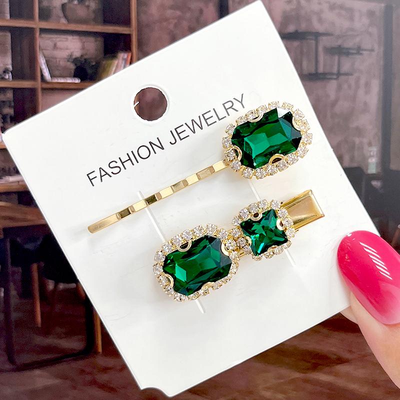 Fashion Shiny Luxury Full Crystal Pearl Women Barrettes Waterdrop Hair Clip Hairgrips Geometric Hair Accessories Korean Headwear