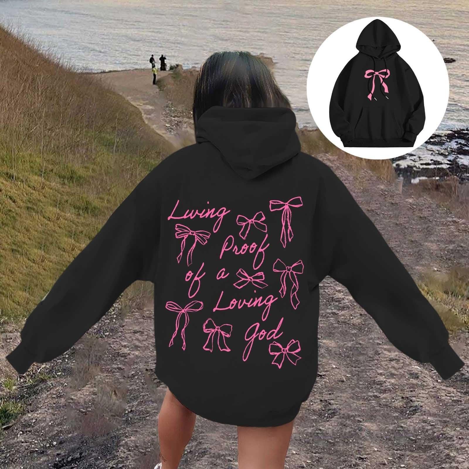 

Женская повседневная толстовка с капюшоном и круглым вырезом, длинными рукавами и принтом L чёрный