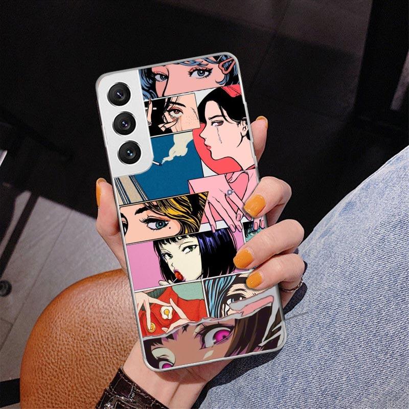 Brokenhearted Anime Girl Phnoe Case for Samsung Galaxy S26 S25 Edge S23 S24 Ultra S22 Plus S21 S20 FE Unique Cover Soft Coque Ga