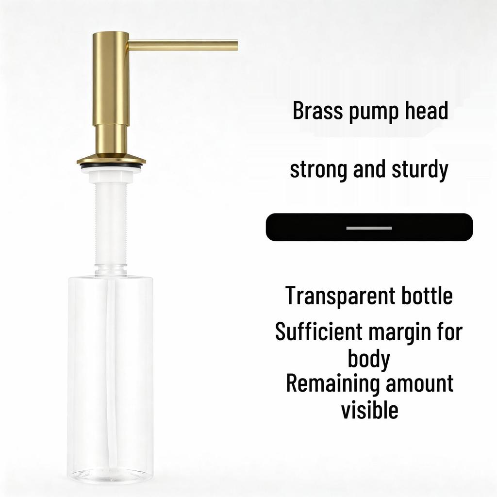 Gebürsteter Champagner-Gold-Messing Druckknopf-Spülbecken-Seifenspender, 500ml Arbeitsplatten-Handdesinfektionsmittel für die Küche.