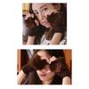 1pair Women Autumn Winter Keep Warm Plush Knitted Woolen Splicing Half Finger Gloves Cute Lovely Sweety Smooth Soft
