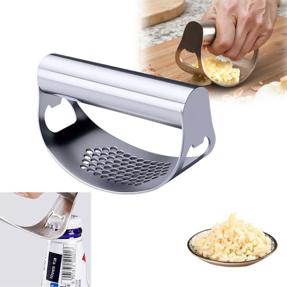 Manual Garlic Crusher 304 Stainless Steel Garlic Chopper Creative Garlic Rocker Crusher Kitchen