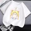 Sailor Moon White T Shirt Clothes for Girls Tops Cartoon Kawaii Fashion Clothing Summer Cute Short Sleeve Tee New Birthday Gifts