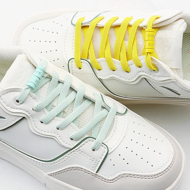 1Pair No Tie Shoelaces Metal Capsule Buckle Shoelace Round Elastic Laces Without Ties Sneakers Basketball Shoe Laces Accessories