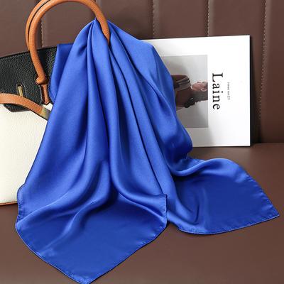 Luxury  Satin Square Scarf Print Hair Ribbon Fashion Scarf For Women Neckerchief Bandana Solid Colors Shawl Headband