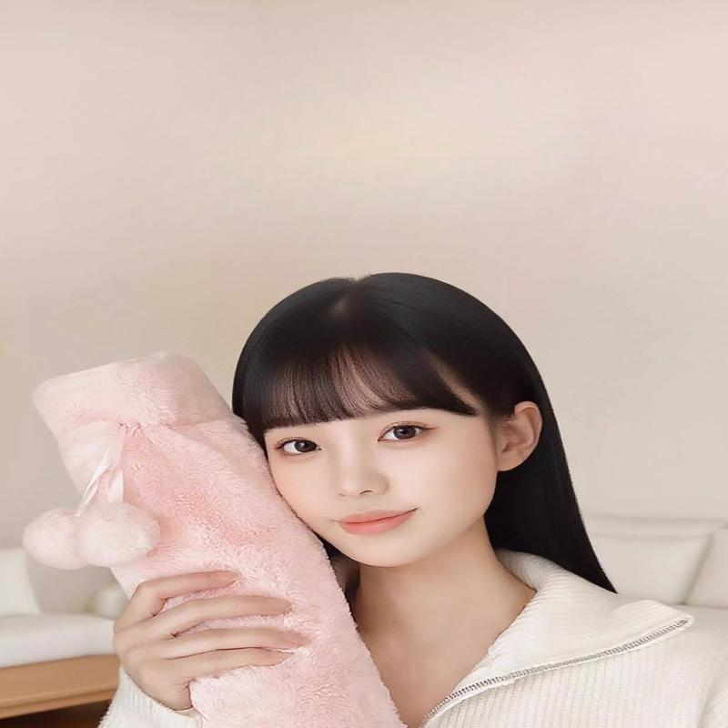 1Pc Long Hot Water Bag Warm Water Filling Hand Warmer Compress Stomach Explosion-proof Cute Plush Girl Quilt Warmer Artifact