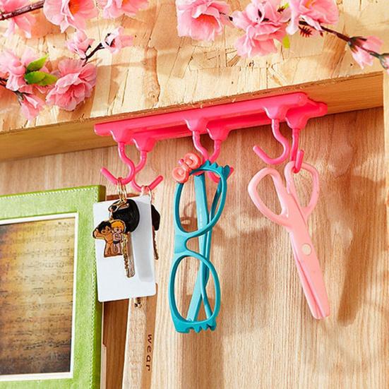 Home Bathroom Kitchen Plastic Hanger Rack Towel Hat Utensil Wall Mounted Hook