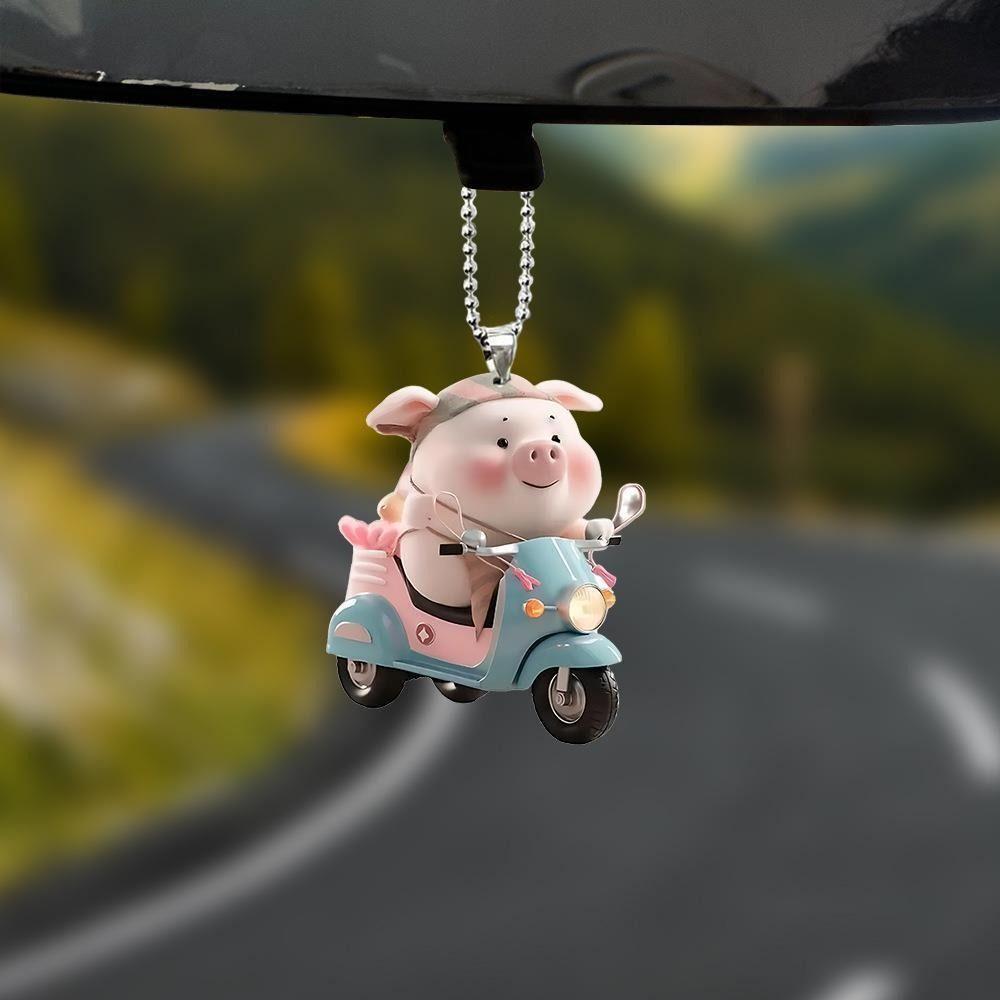 Acrylic Piglet Key Chain Piglet Shape Backpack Decoration Biker Pig Key Chain Pendant Car Interior