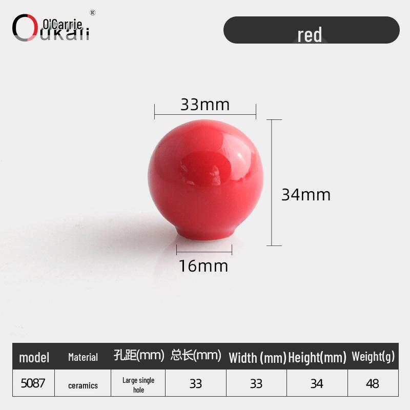 Colorful Ceramic Knob for Cabinets & Drawers - Round, Single Hole Design