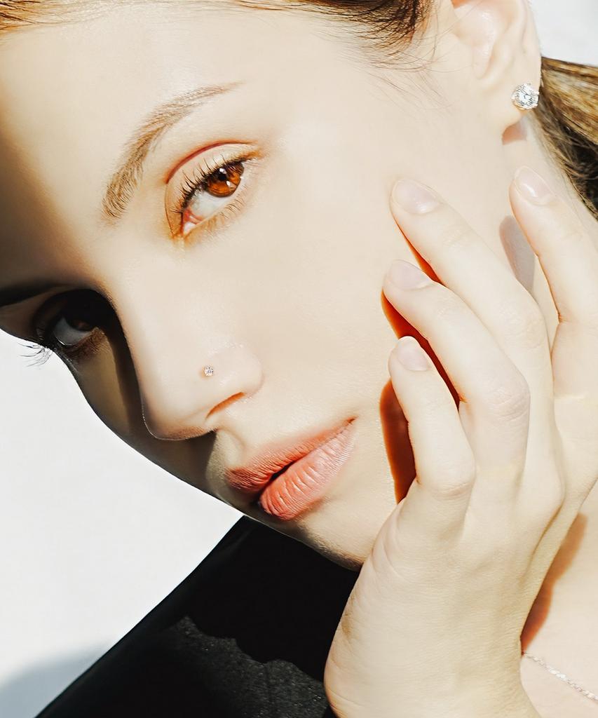 Minimalpiercing 14K Internal Moissanite Diamond Labret Nose Piercing 0.8Mm