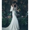 Light wedding dress 1011 new simple off-shoulder forest style bridal marry fishtail French Hepburn travel photo veil