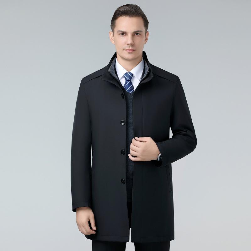 2024 Men's Mid-Length Lapel Coat: High-End Spring/Autumn Business Casual Windbreaker