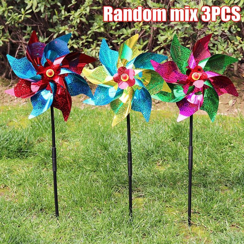 Laser Bird Repellent Windmill Outdoor Garden Rotating Wind Spinner Bird Repellent Anti-bird Pigeon Scare Windmill Reflective