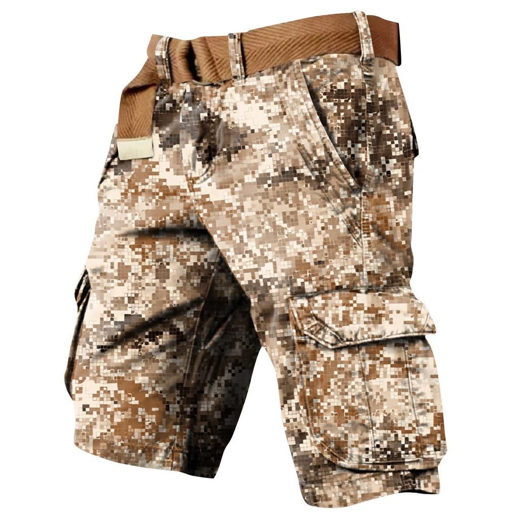 Shorts de travail pour hommes imprimés pour le Jour de l'Indépendance avec poches multiples