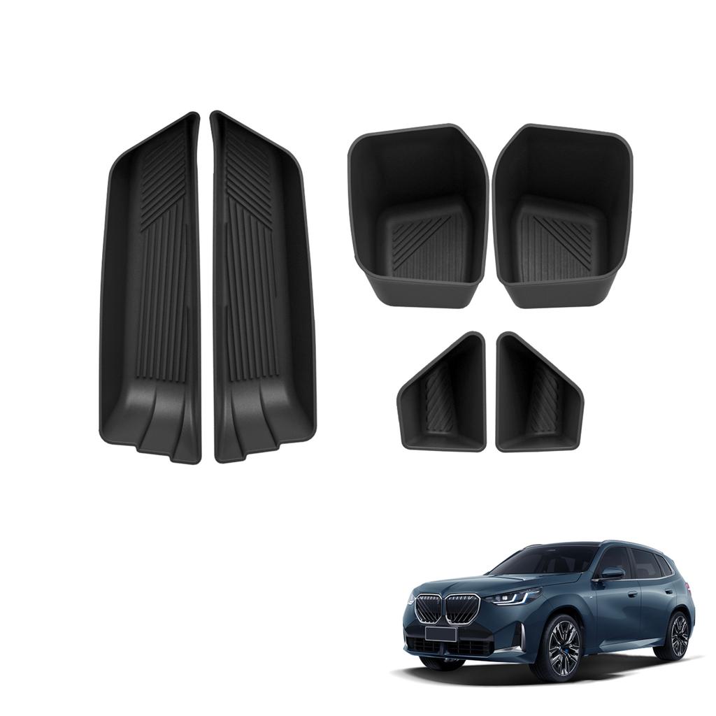 6Pcs for BMW X3 2026 Car Front Door Handle Storage Box Gate Groove Tray Organizer TPE Interior Accessories Black