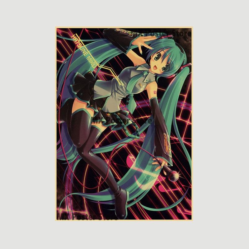 

Аниме идол мультфильм певец Мику плакат HD печать крафт-бумага ретро настенные художественные фотографии спальня декоративная живопись домашний декор подарки 42x30cm