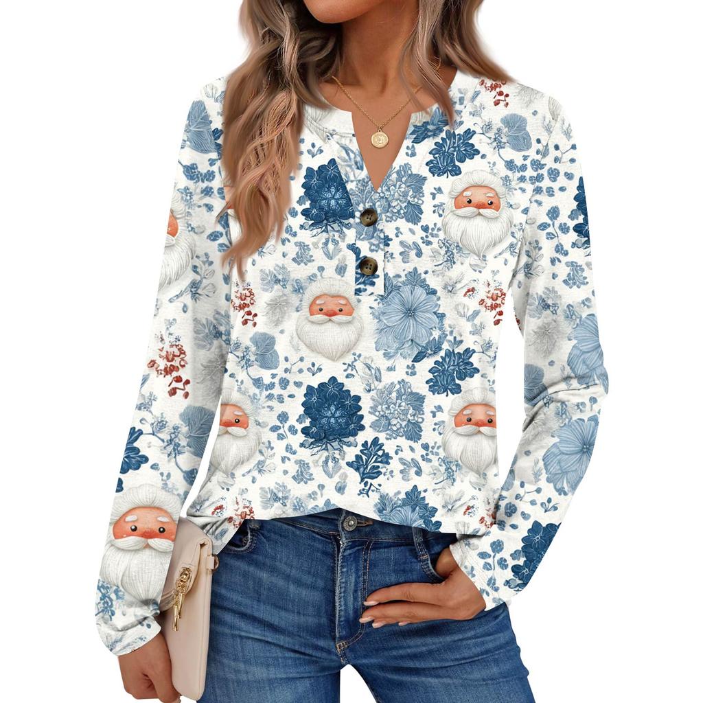 Women's Printed Long Sleeve Shirts Elegant Casual Tops Trendy Shirts Tops