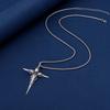 Mens Punk Hip Hop Necklace With Bird Head Cross Pendant Stainless Steel Box Chain Tone