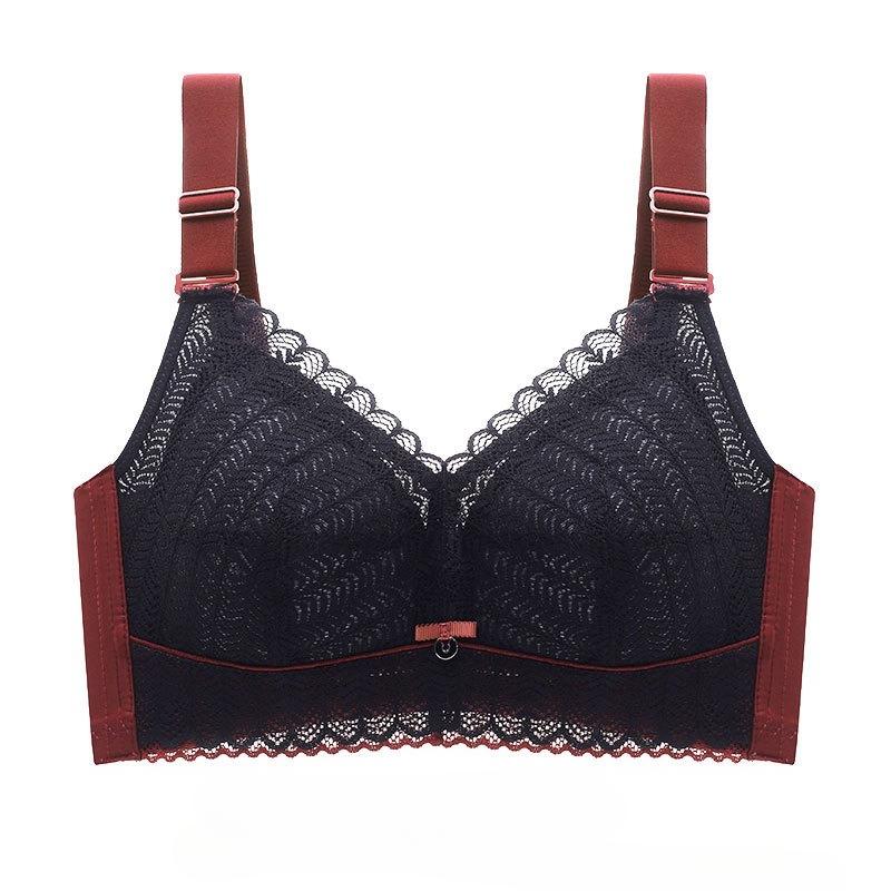 Full Cup Thin Style Without Steel Ring Plus Size Underwear Large Chest Small Sexy Lace Adjustment Shape Side Breast Bra