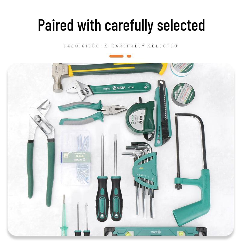 SATA Home Repair Tool Set: Hammer, Pliers, Wrench, Screwdriver, Electric Drill & Tool Box
