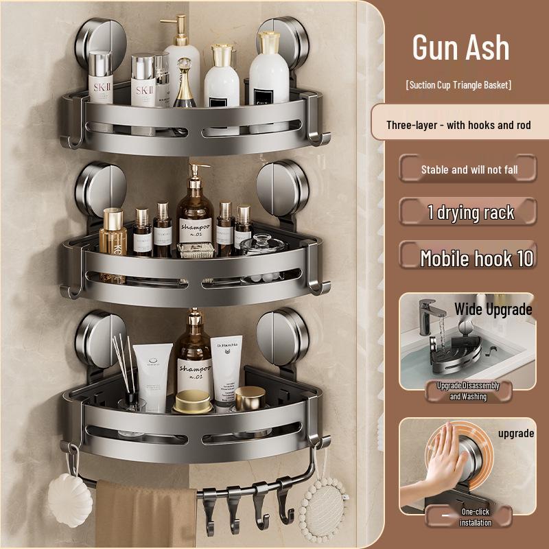 Dreieckige Saugnapf-Eckablage: Wandmontiertes Badezimmer-Aufbewahrungsregal