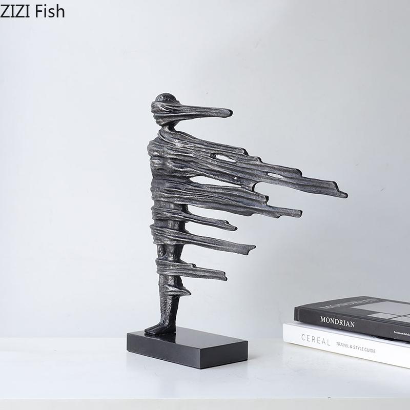 Walking in Wind Pedestrian Figures Sculpture Abstract Artwork Desk Decoration Ornaments Character Statue Room Aesthetic Decor