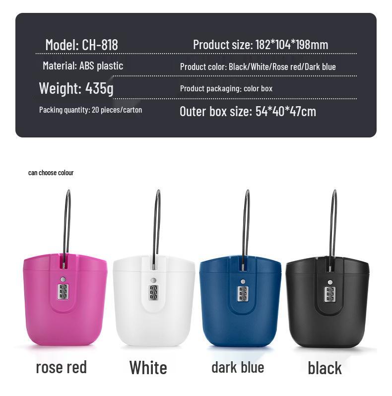 ABS 3-Digit Combination Portable Lock Box for Beach, Hiking, and Outdoor Safety.