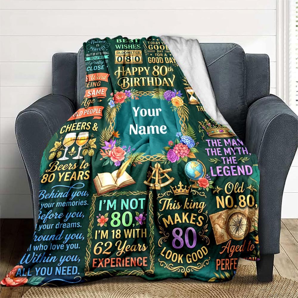 Happy 80Th Birthday Throw Blanket Soft Cozy Perfect For Sofa Couch Office Bed Picnics For All Occasions Cozy Home Lovers Unique Gift For Family And