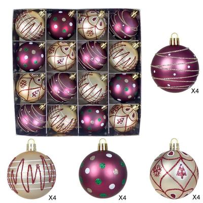 16PCS Plastic Christmas Ball Set Multicolor Suspensable Decorative Christmas Tree Balls 6cm Xmas Baubles Scene Supplies