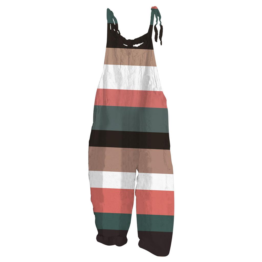 Women's Jumpsuit Sunflower Striped Print Summer Casual Loose Retro Jumpsuit