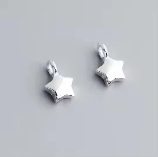 XD S925 pure silver star, bracelet connecting accessories, small star pendant, pure silver moon pendant, necklace decoration