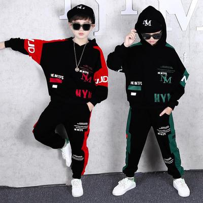 Spring Autumn Tracksuit Children Boy Clothes Teenager Letters Hooded Top Shirts Sweatshirt + Ankle Pant 5~12 Year