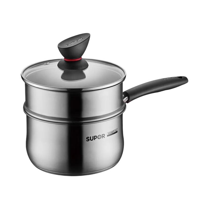 Supor Small Red Circle 304 Stainless Steel Multi-Purpose Pot with Steamer, 16cm