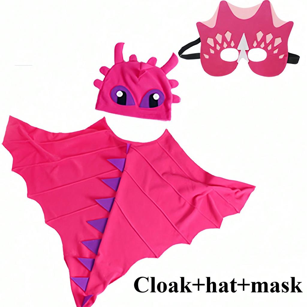 Christmas/Halloween Party Costume Cloak, Hat, Mask Dinosaur Element, Children Festival Performance Shawl Outfit, Holiday Party Cosplay Costume